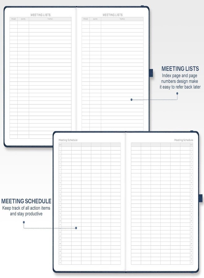 EMSHOI Meeting Notebook for Work with Sticky Tabs - 240 Pages, A4 Size Project Planner, PU Leather Meeting Agenda/Minutes Organizer for Women Men, Note Taking, Office & Business, 8.3"x11.7", Blue - Image 4